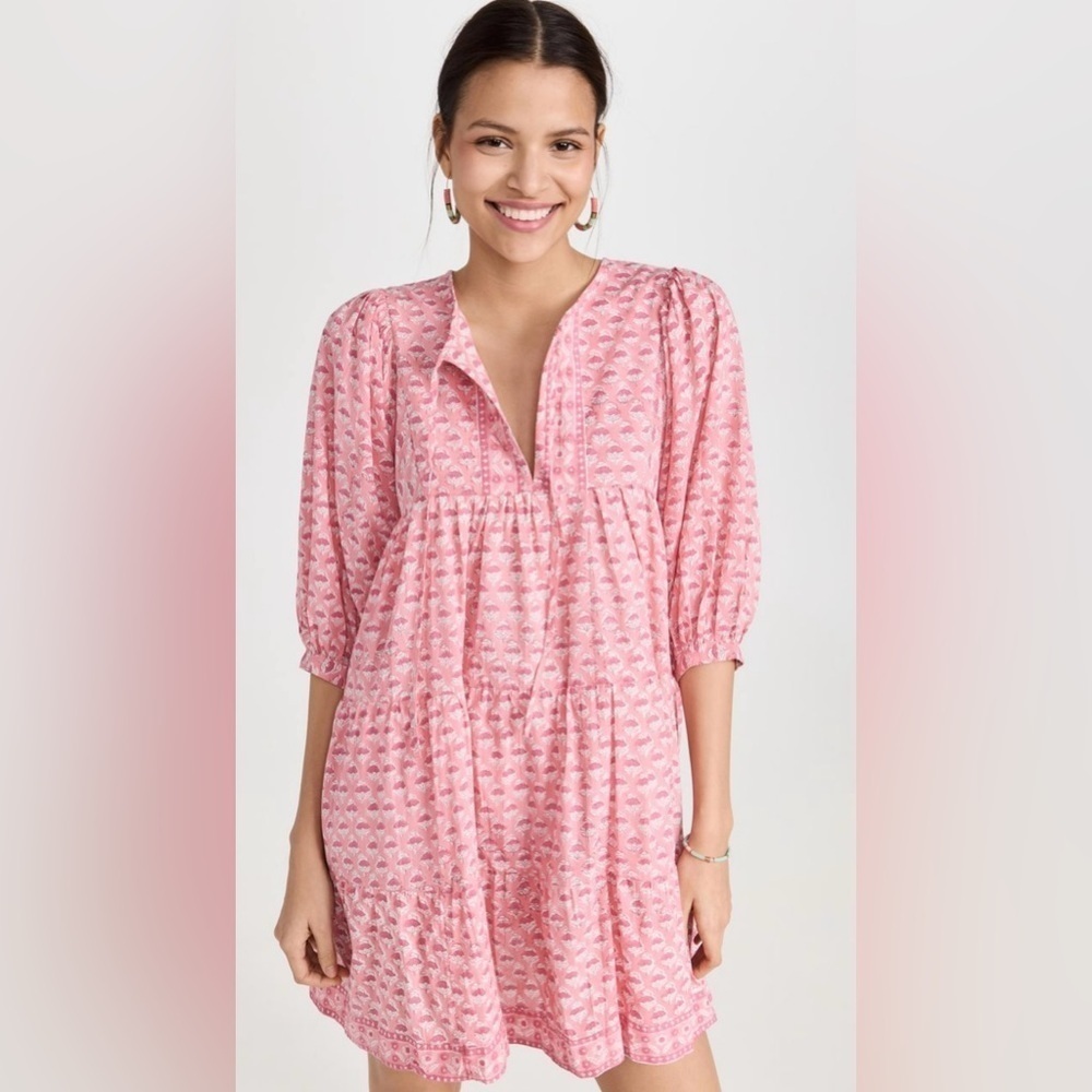 Marea sz L Pink Patterned Casita Dress cotton Tunic short Dress, great condition